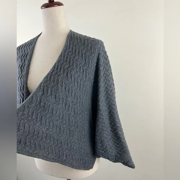 Rabbit Hair Blend Cocoon Chevron Knit Boho Open Front Cardigan Sweater - Picture 8 of 12